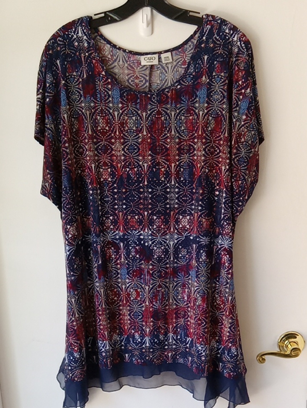 Cato Cap Sleeve Patterned Tunic Blouse Size 14/16W
